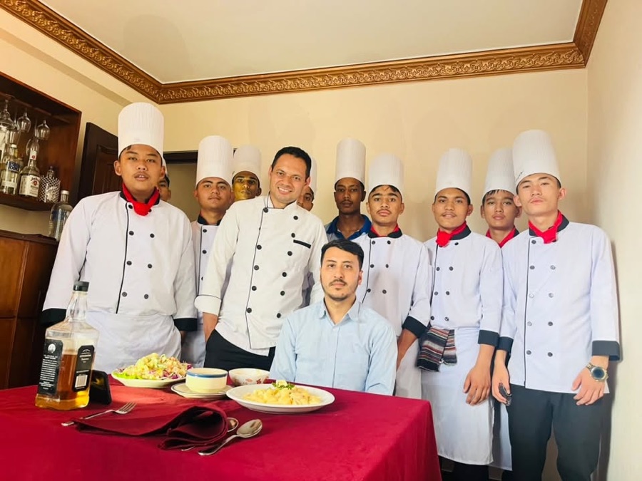 Culinary students with their instructors at Precious